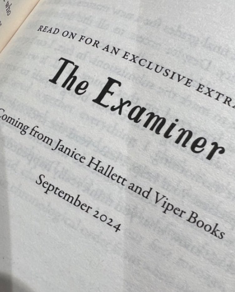 I heard about #TheExaminer this evening  - ooh @JaniceHallett fans, you are in for a treat!!!