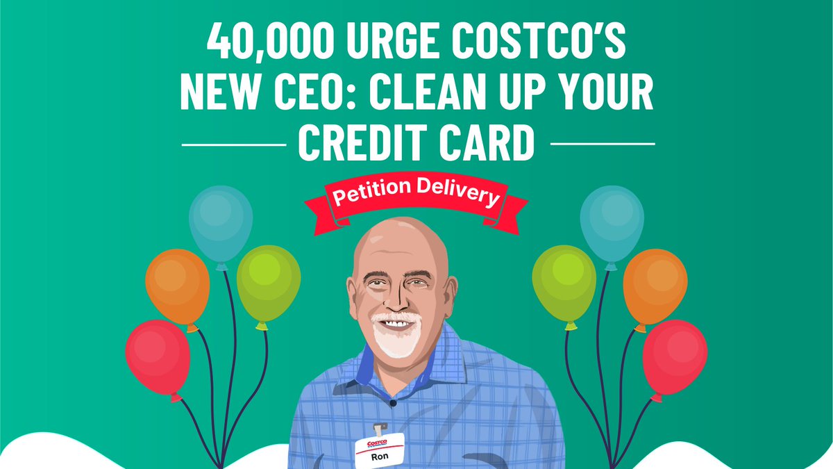 Costco’s credit card partner is dirty Citibank.

Today, we’re welcoming Costco’s new CEO by delivering 40,000 petition signatures demanding that the first thing on his to-do list should be finding a cleaner credit card. #CostcoDropCiti

Sign the petition: bit.ly/costcociti