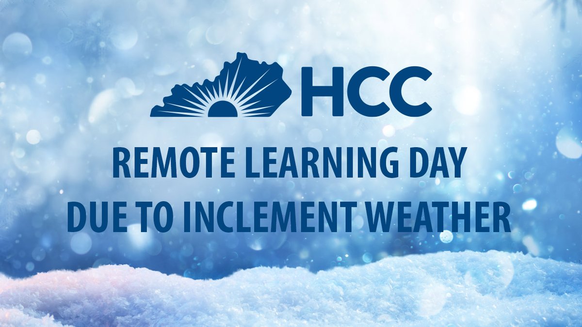 ⚠️ UPDATE FOR 01/18/2024
Due to current inclement weather and an additional wintery mix forecast, HCC campuses will continue to operate remotely on 01/18/24. Check your email and Blackboard regarding each class. Remote student services available at  
hopkinsville.kctcs.edu/current-studen…