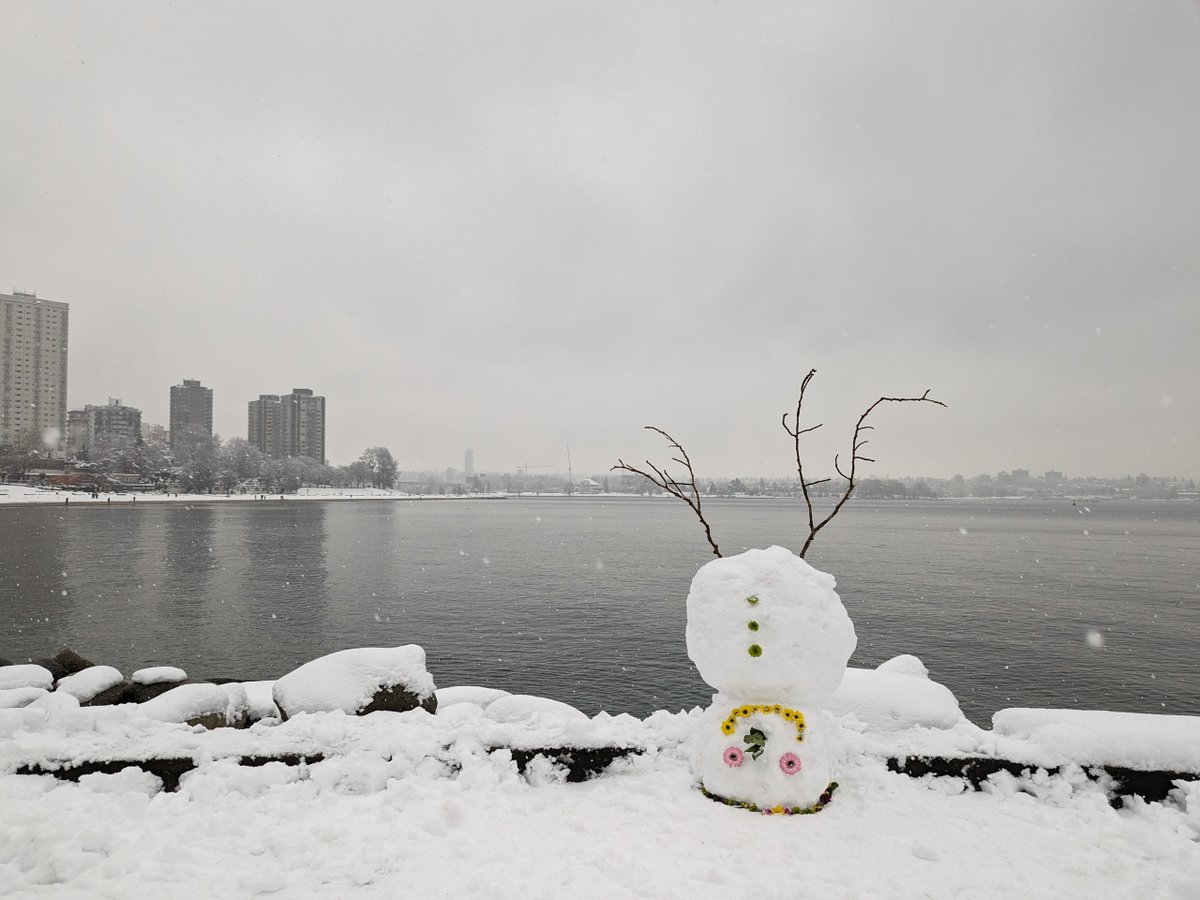 KMacTWN's tweet image. I think I'll ONLY make snowmen like this moving forward. #StanleyPark #Vancouver #BCsnow (📸Brianna T)