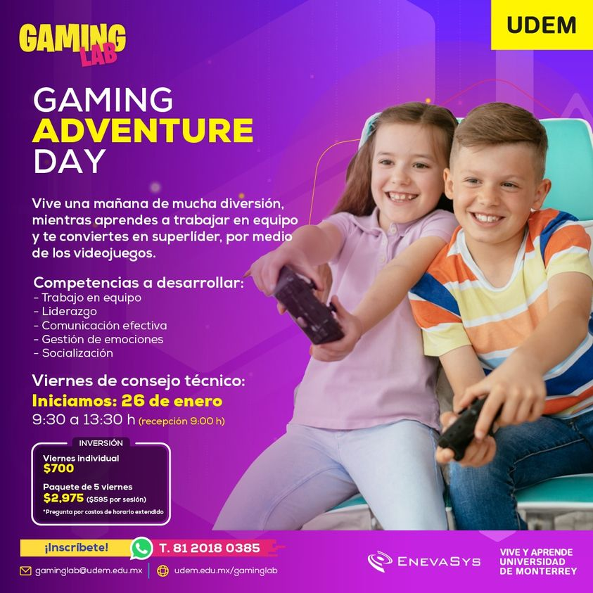 adribejarano's tweet photo. ¡Descubre el potencial educativo de los videojuegos con Gaming Lab UDEM! Este viernes de Consejo Técnico Escolar, brinda a tus hijos la oportunidad de vivir una experiencia única para que desarrollen habilidades para la vida con videojuegos. Informes: Whatsapp 8120280385 https://t.co/J0nqWKMB1e