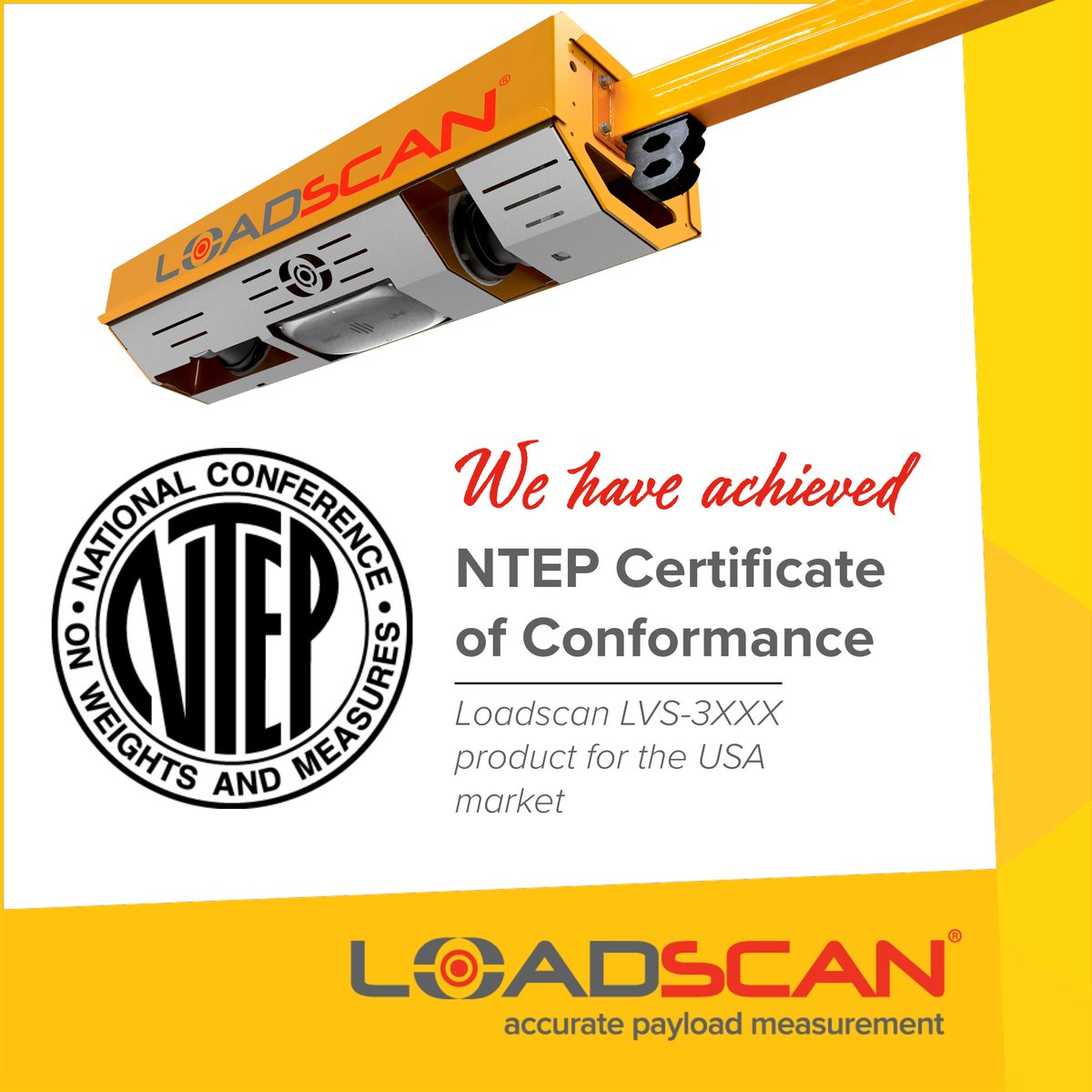 It is official! 

It's been a long time coming but Loadscan has officially achieved NTEP Certificate of Conformance with it's LVS-3Series in the USA market.

We'll unpack this more in a follow up post, but we wanted you to hear it first from us.

What a way to start the year!