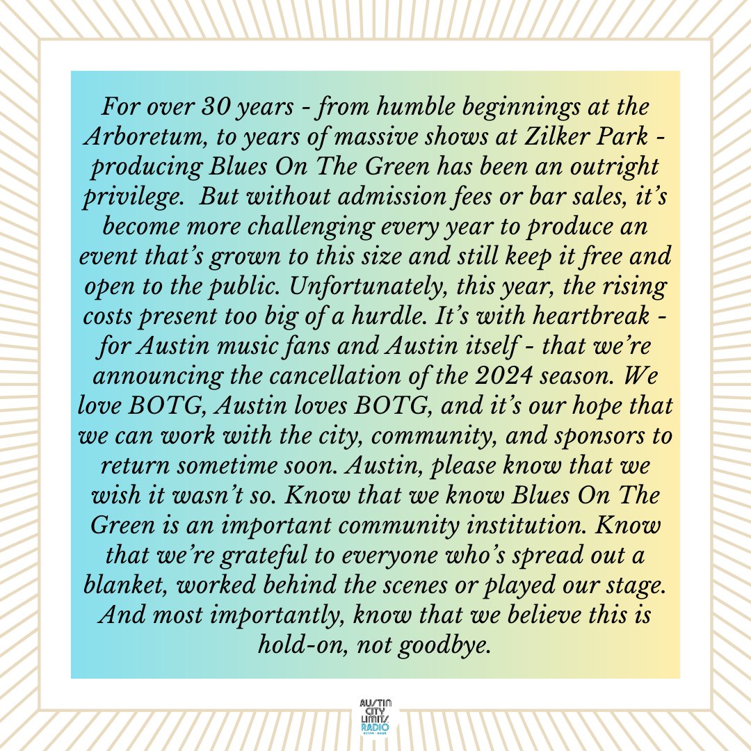 An update to Blues on the Green.