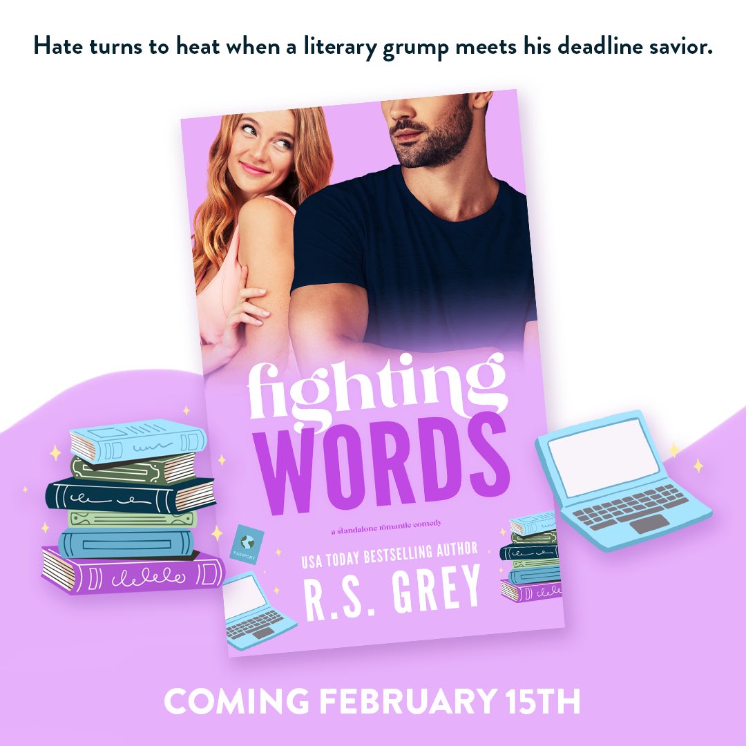 Author R.S. Grey has revealed the cover for Fighting Words, releasing February 15, 2024!

Preorder on Amazon!
mybook.to/FightingWords

#CoverReveal #ContemporaryRomance #RomanticComedy #AgeGap #WorkplaceRomance #GrumpyandSunshine #ForcedProximity #RoommatestoLovers