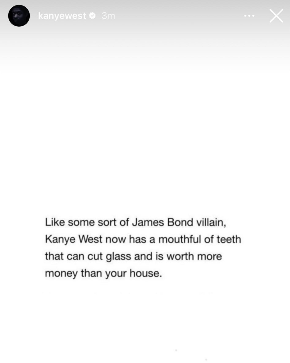 YeMoments's tweet photo. Ye via IG

Worth more money than your house https://t.co/Aftyu1HvnU