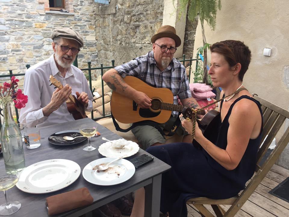 John jamming with Robert and Sophie in France.