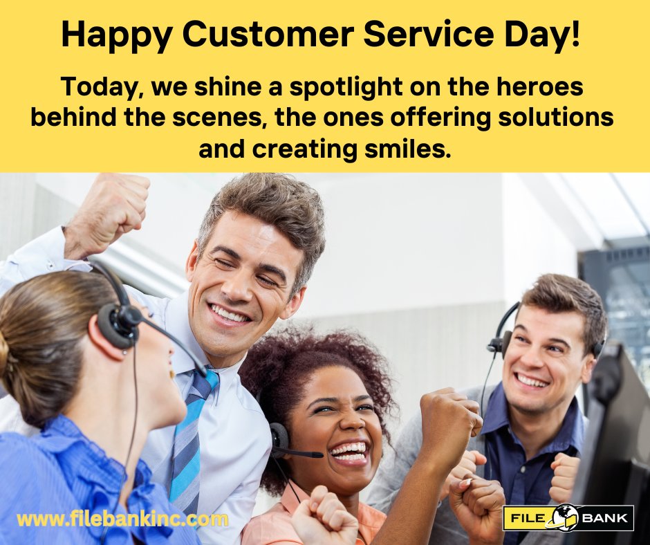 FileBankInc's tweet photo. Thank these fantastic professionals for their patience and dedication. Let’s continue to create amazing customer journeys together. FileBank would love to hear YOUR stories of excellent customer service experiences. Share away in the comments section. #CustomerServiceHeroes https://t.co/QpKC8SE1Md