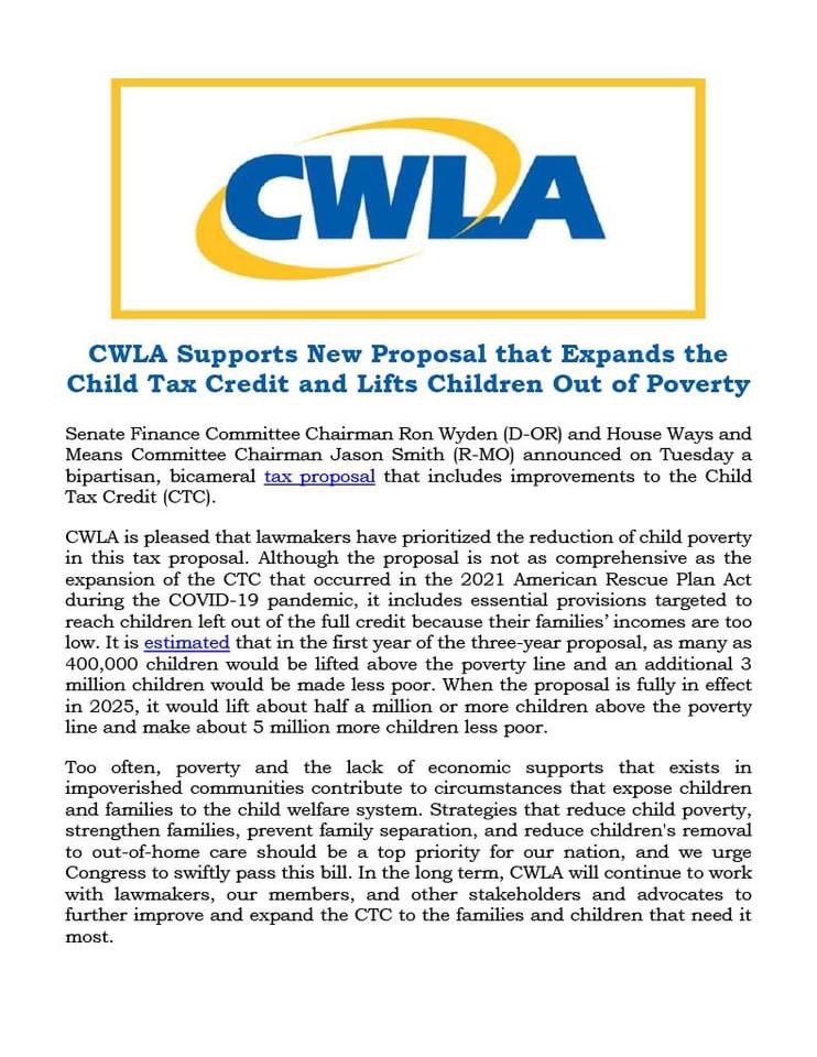 @CloverNola joins the @CWLAofficial in support of the newest federal regulation proposal aimed at lifting children out of poverty in America. #clovernola #cwla #childhoodadvocacy #TaxReliefforAmericanFamiliesandWorkersActof2024