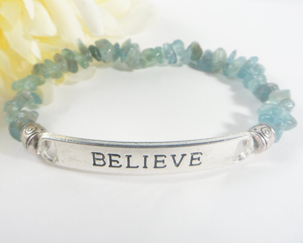 Believe Bracelet Gemstone Chip Green Apatite Bracelet Stretch Christian Jewelry Religious Gifts Easter Confirmation Birthday Christmas tuppu.net/ea7056c8 #NewMexico #SantaFe #EtsyShop #EtsySeller #GreenBracelet