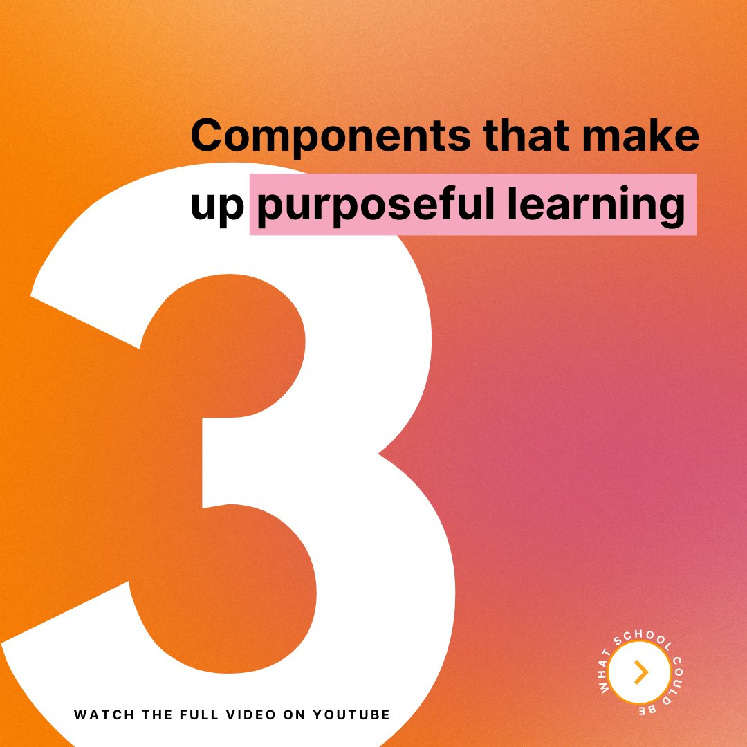 SchoolCouldBe's tweet photo. 3 Components that make up purposeful learning ๐
1. Feeling
2. Thinking
3. Doing
Watch our latest Youtube video featuring @RossWehner
on "The Power of Purpose.
https://t.co/DEYMzabRk5
#purposefullearning #learning #educhat #education https://t.co/1BzpCxya3p
