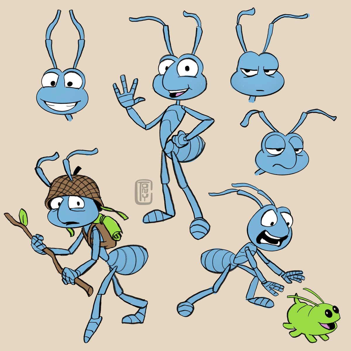 Tonycartoonish's tweet photo. #Flik for #fanuary2024 day 16 #Bug #fanuary #pixarfanart #pixar #fanart #fliktheant #abugslife #adobefresco #insect #ant #aphie #aphid #expressions #gestures https://t.co/cq6REtNnWn