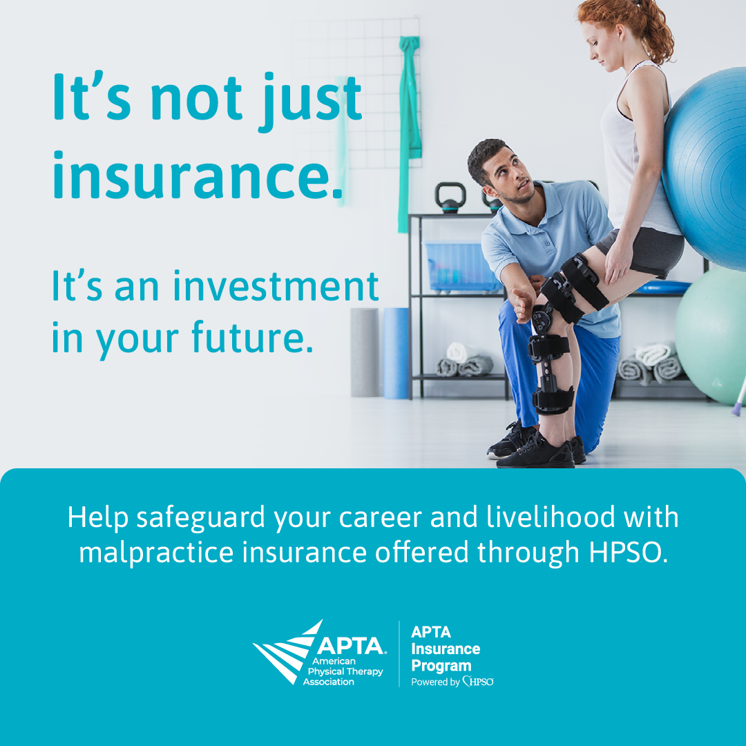 APTA_official's tweet photo. (HPSO is an APTA Member Benefit provider.) @hpsocares provides malpractice insurance to nearly 1 out of every 3 PTs in the nation and is a proud partner of APTA! Visit https://t.co/38Khkn8icb to learn more. #malpracticeinsurance #professionalliability https://t.co/Oyw6SMq1WQ