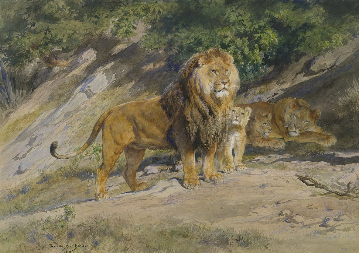 Rosa Bonheur, El Rey contempla, acuarela, 1887