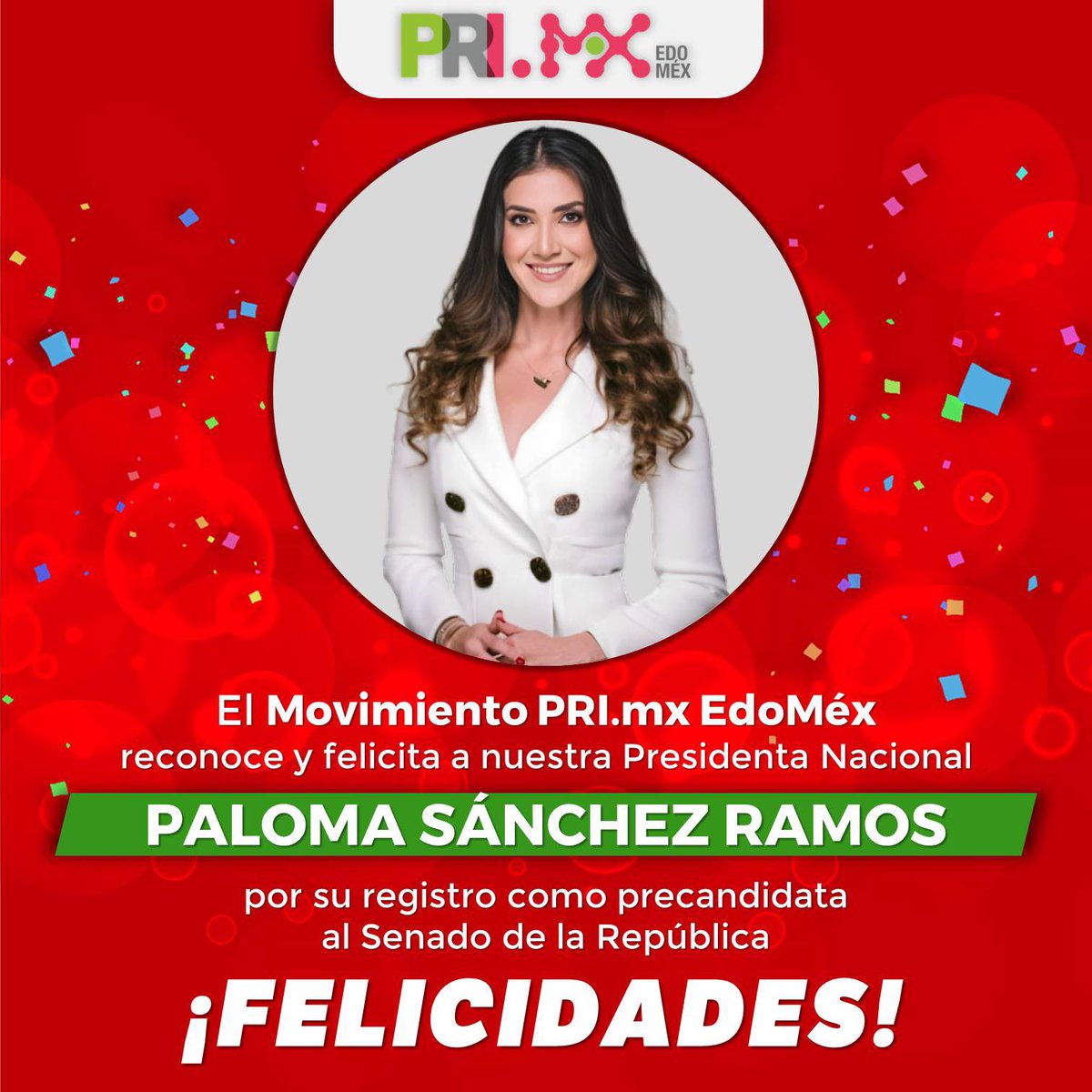PRI_MX_EM's tweet photo. Felicidades Presidenta @palomaSnchez nos llena de orgullo, cuenta con los prixitos Edoméx 👏🏻👏🏻👏🏻🇲🇽 https://t.co/QaNbxf26bJ