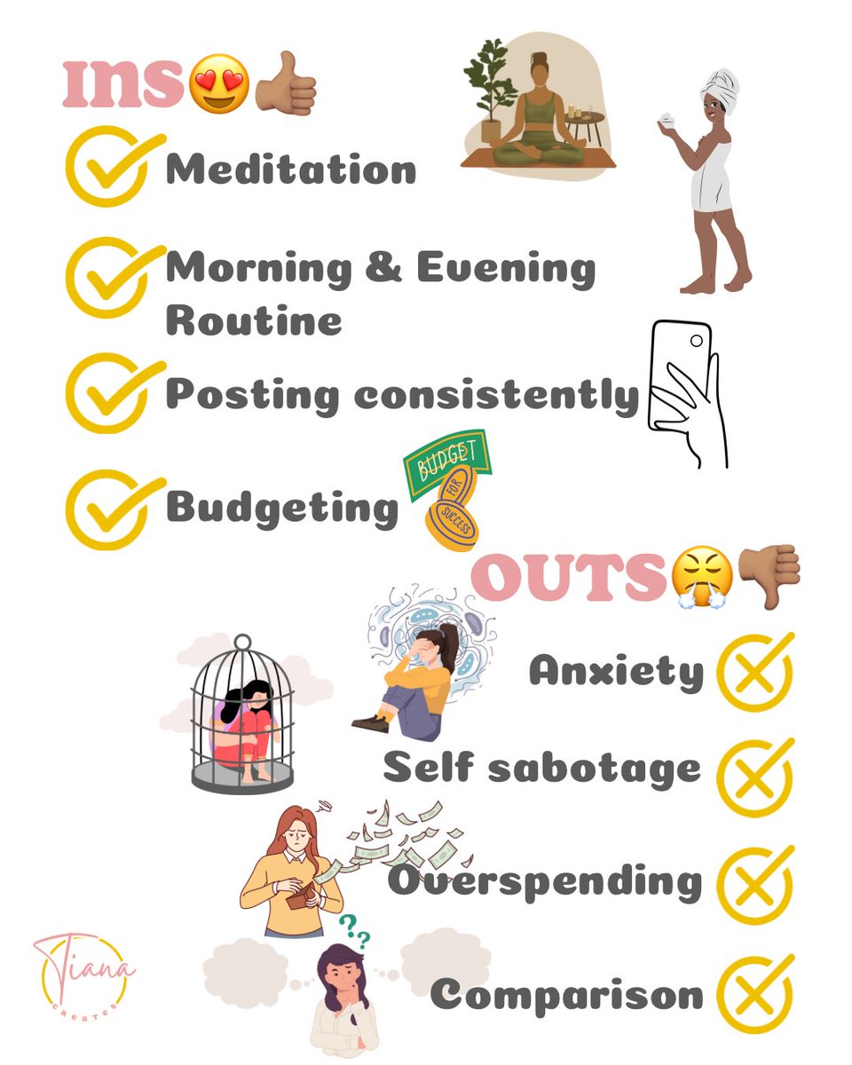 My 2024 ins & outs 🤍 here’s a little get to know me 🥰

✅IN: 
* Meditation

* Morning & Evening routine

* Posting consistently

* Budgeting

❌OUT: 

* Anxiety

* Self-sabotage

* Overspending

* Comparison: 

#ugcuk #ukugccreator #ugcmarketing #myinsandouts #newyeargoals
