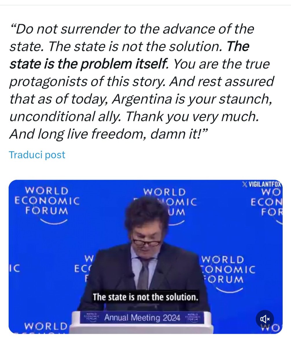 ClaudioBorghi's tweet photo. Direi che il discorso del simpatico Milei al WEF dovrebbe aver fatto capire molte cose no? https://t.co/vB3nOhT9R8