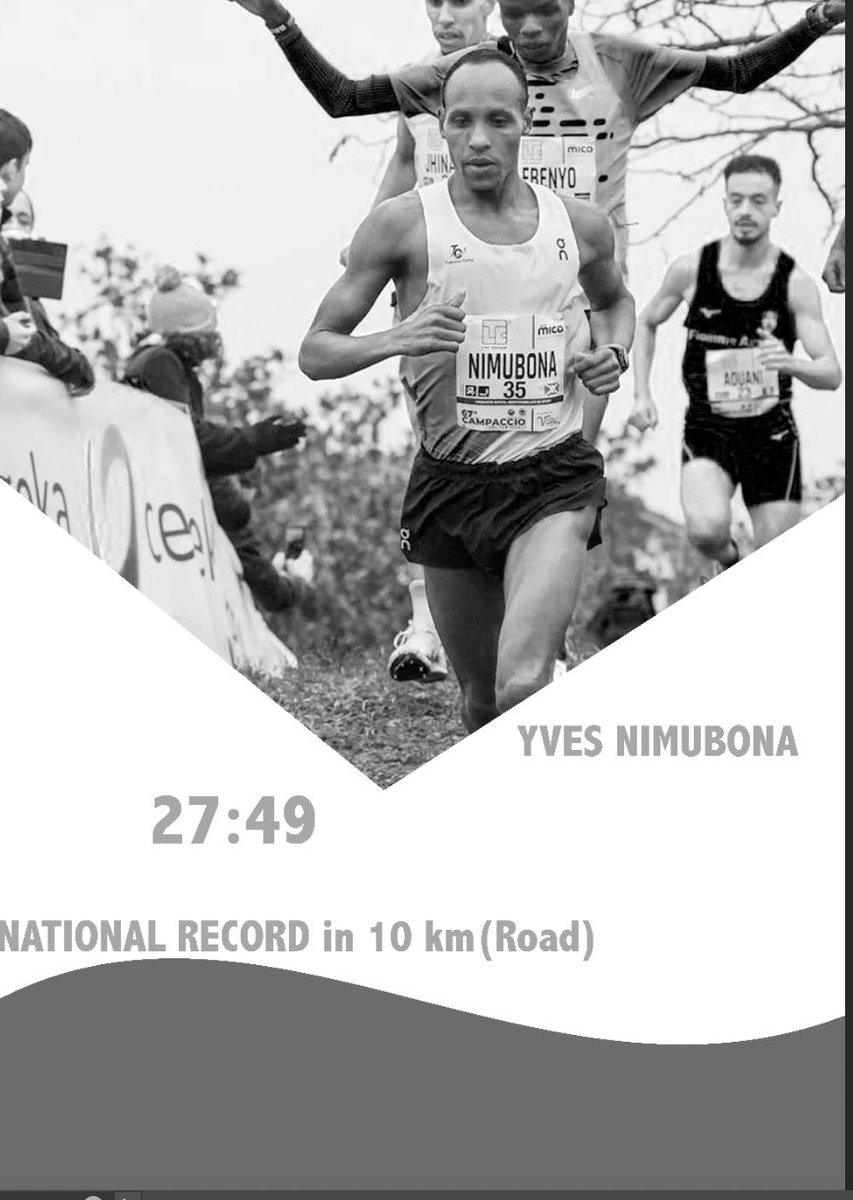 congratulations to Yves NIMUBONA for setting a new men’s National record of 27:49 in 10km road and winning a Bronze Medal in Valencia 10 km road race