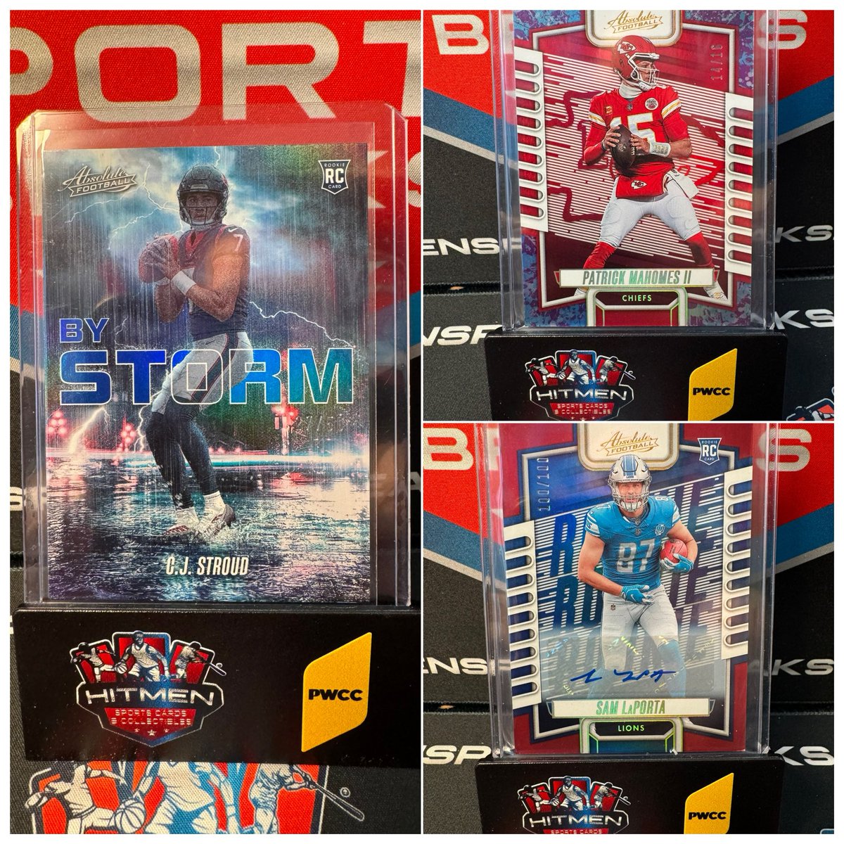 Hitmen_Sports's tweet photo. Our first case of Absolute football was insane! Tommie is live now on Whatnot with more PYT action. Swing by and grab a few spots because I guarantee they’ll be gone soon!
#thehobby #groupbreaks #paninifootball #football #nfl #nflplayoffs #absolutefootball #stroud #texans #glass #whatnot