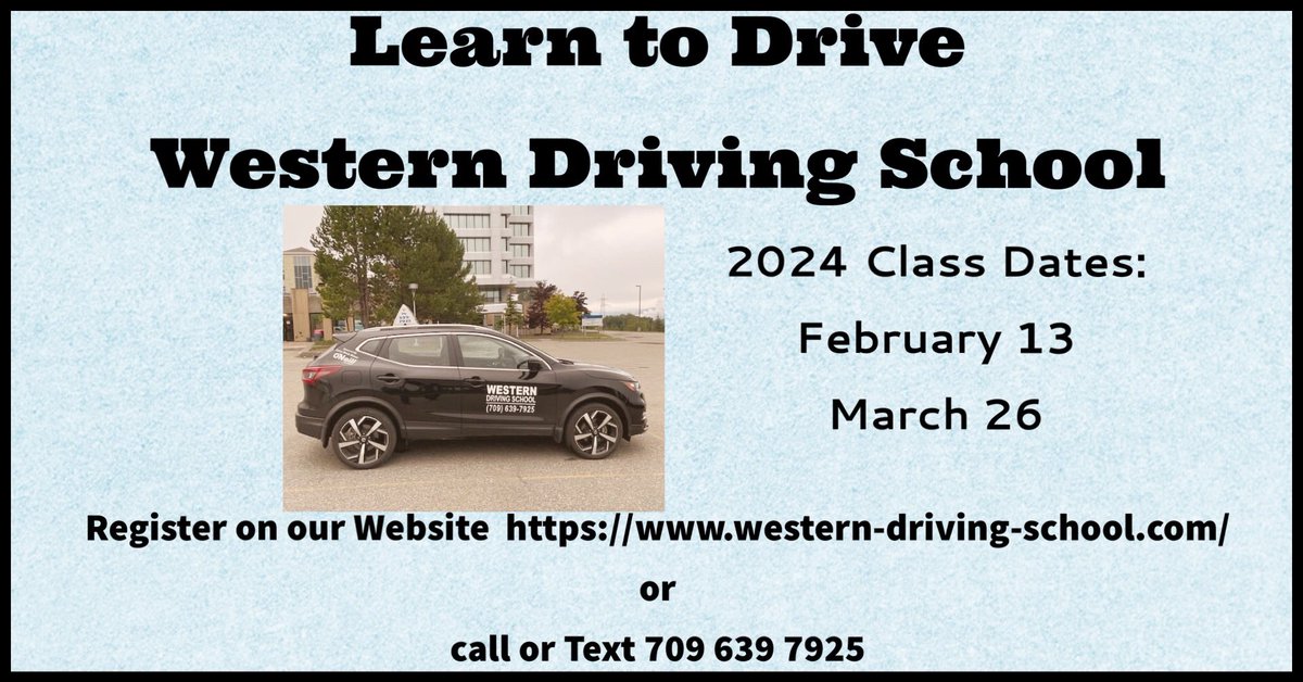 DrivingWestern's tweet photo. Register: https://t.co/0RCuNkYtXb

@followers @westerndrivingschool https://t.co/myVzDZvmbF