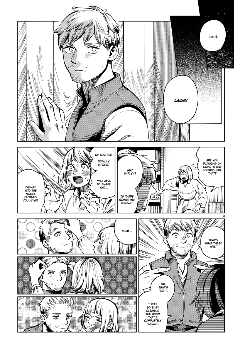 forgot about this page, i love younger laios still being a  little shlubby from his time in the army and caravan. and falin fussing over him so he makes a good impression on marcille is cute...