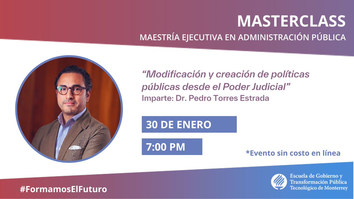 EGobiernoyTP's tweet photo. ¿Quieres saber cómo es una clase de nuestra Maestría Ejecutiva en Administración Pública? 📈
No te pierdas la masterclass de @pedrotorrestra este 30 de enero. 

Regístrate aquí https://t.co/RadkdxjFBT

#SomosEGobiernoyTP https://t.co/lMHydPTssn
