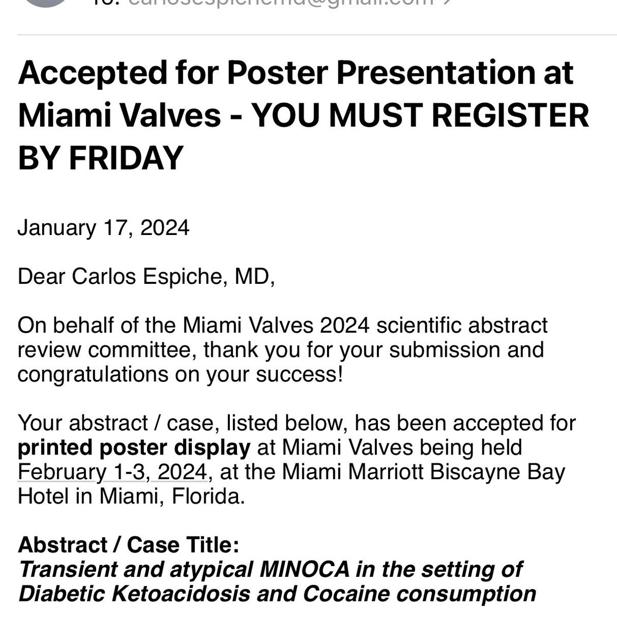 Carlos Espiche MD MEd (@espichecarlos) on Twitter photo I am thrilled 😃to announce that I will be part of <a href="/miamivalves/">Miami Valves</a> 2024, waiting to share my passion for cardiology.
Four abstracts were accepted. Thank you to my team at <a href="/sbh_im/">SBH Internal Medicine</a> and at <a href="/MonteHeart/">Montefiore Heart</a>!
#Cardiology #research #Science #HeartResearch #CardiovascularHealth I am thrilled 😃to announce that I will be part of <a href="/miamivalves/">Miami Valves</a> 2024, waiting to share my passion for cardiology.
Four abstracts were accepted. Thank you to my team at <a href="/sbh_im/">SBH Internal Medicine</a> and at <a href="/MonteHeart/">Montefiore Heart</a>!
#Cardiology #research #Science #HeartResearch #CardiovascularHealth