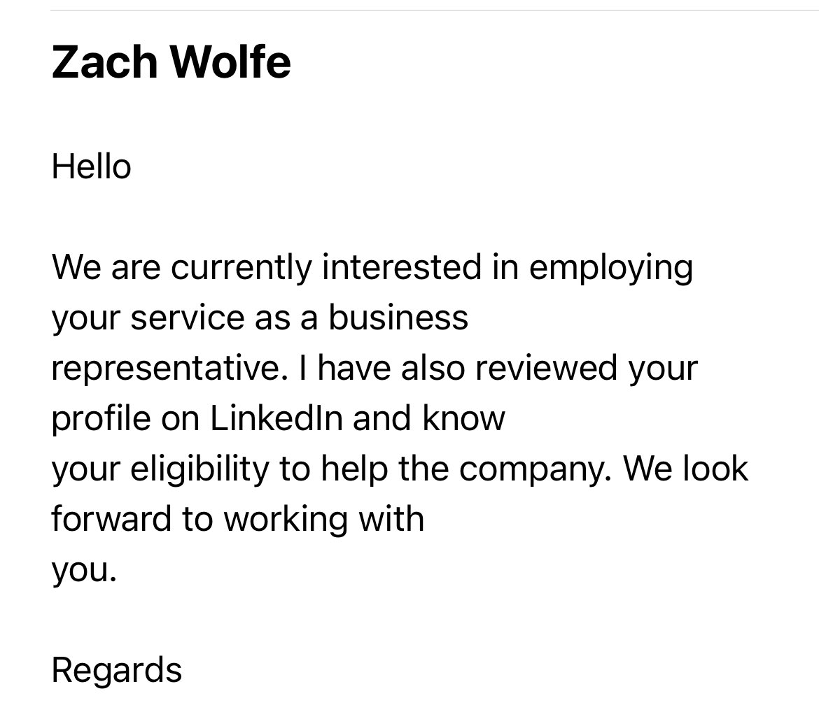 zachwolfelaw's tweet photo. My business development strategy is finally paying off.
#BusDev #TeenyLaw #ZachWolfeLawFirm https://t.co/vabqQWOCgz
