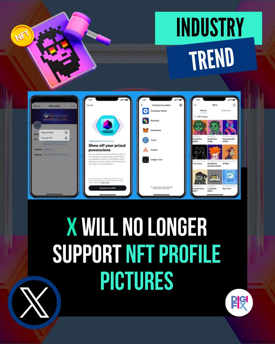 digifixaus's tweet image. X Will No Longer Support NFT Profile Pictures
#NFTProfilePictures #DigitalChanges #XPremium #MetaAdTargeting
#DigitalArtNews #TechUpdates
#marketingdigital #digitalmarketer #SocialMediaMarketing #DigitalSuccess #DigiFix