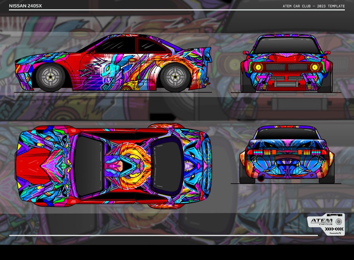 Y'all, peep my sick @atemcarclub #ATEMIRL240SX design drop! 👀🎨 Transformed the classic 240SX into an automotive masterpiece. Hoping all my fellow car enthusiast fam shows out with their designs! 💯🚗 #DesignCompetition