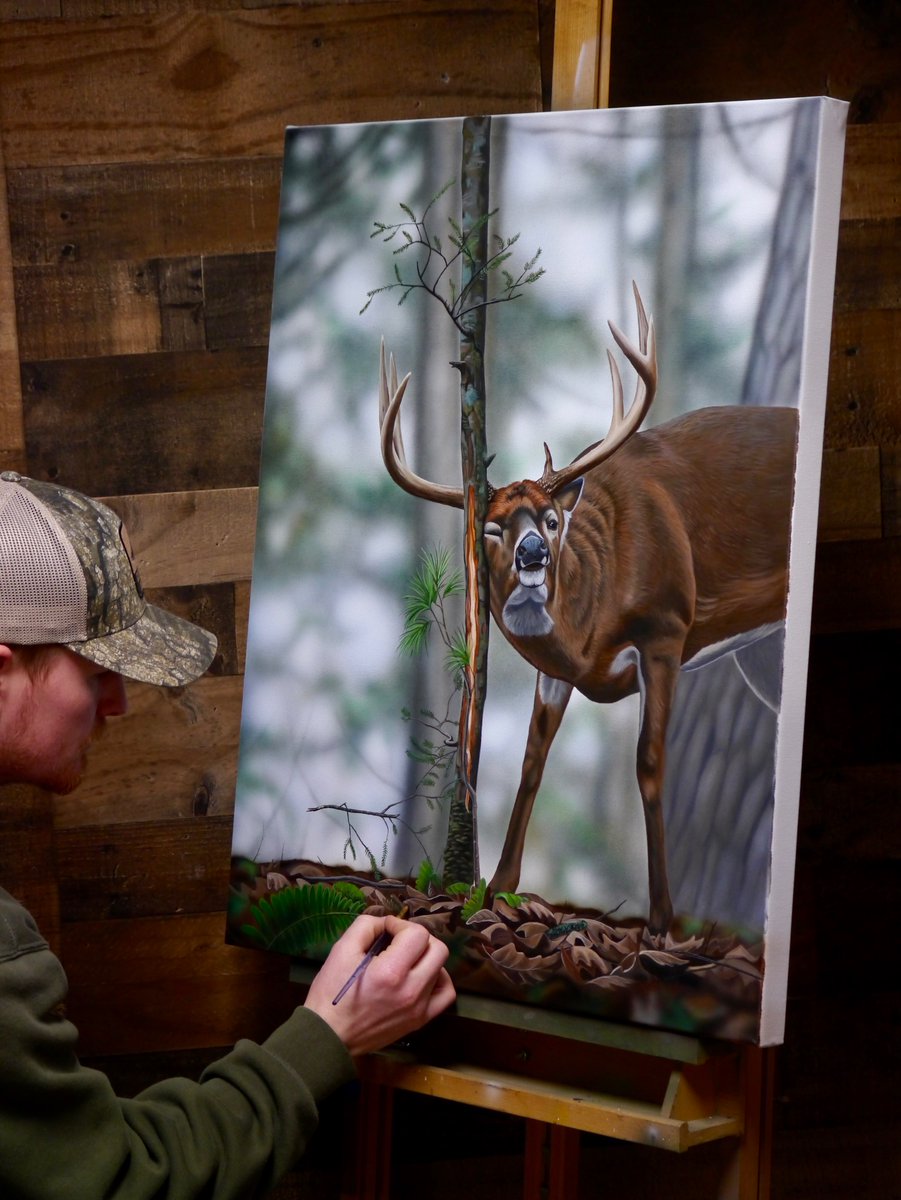 Another new one on the easel! 👊🏻 #deer #hunting #whitetail <a href="/furfishgame/">Fur-Fish-Game</a>
