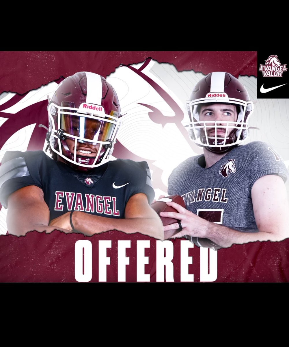 Very grateful to receive an offer from <a href="/Evangel_FB/">Evangel Football</a>! Thank you to the evangel football staff for a great day!! <a href="/CoachHepola/">Chuck Hepola</a> 
<a href="/BIGSHMT/">Jesse Schmidt</a> 
<a href="/CoachJDeSoto/">Jeremy DeSoto</a> 
<a href="/NixaFootball/">nixafootball</a>