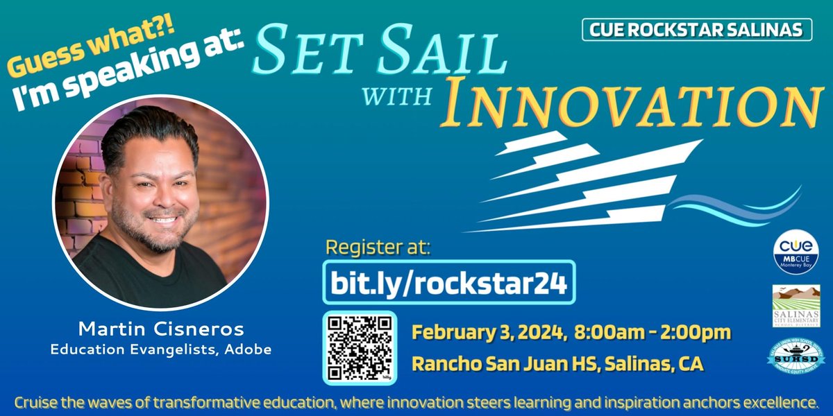 TheTechProfe's tweet image. It&apos;s been a long time (long time)
I shouldn&apos;t have left you (left you)
Without great learnings to step to
Step to, step to, step to (step)
Step to, step to, freaky-freaky!!! #CUErockstarSalinas get ready for #CreativityForAll on Feb 3!!! #AdobeEduCreative #DigitalVAGOS #SomosCUE