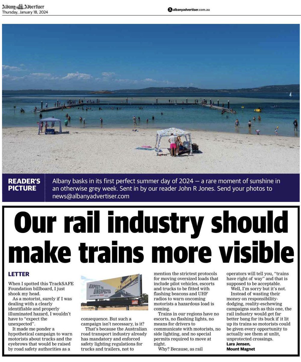 TrackSAFE Foundation is a harm prevention charity (full tax deduction for the rail industry of course 🙄) and it churns out this sort of campaign material under the guise of “safety” that does nothing but absolve rail operators from doing anything to take responsibility 😡
