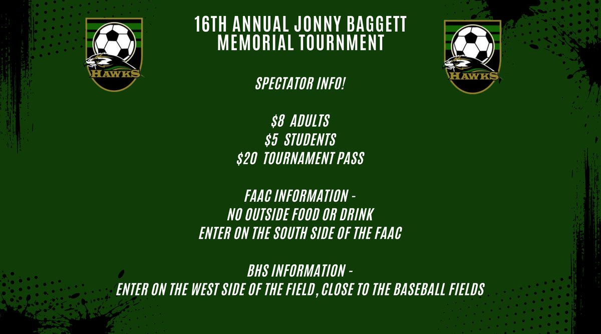 Birdville_LHS's tweet photo. Tomorrow we kick off the 16th Annual Jonny Baggett Memorial Tournament!
#GoHawks #PlayForTheShield
@birdvillesports @Birdville_High @HawkNationGirls @BirdvilleISD @LethalSoccer @SHLadyCatSOC @RiderHS_LRS @IrvMacGSoccer @RHSGirlSoccer16 https://t.co/dYen6TzX5C