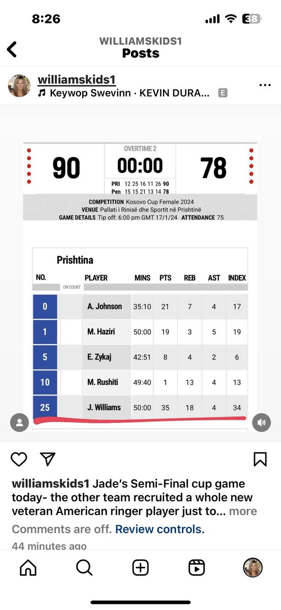 Williamskidmom's tweet photo. Jade’s Semi-Final cup game today-
Jade went into Kevin Durant mode and put the team on her back playing 50 minutes into double overtime 35 POINTS 18 REBOUNDS !!!
Huge Win for an underdog team. #vet #pro #stallion #cheatcode #mvp #beautifulballers #dfwfinest #texas➡️Kosovo https://t.co/BzFp7BJMsS