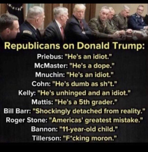 The people who served under Trump know him best. The vast majority of them say he's utterly unfit to be president. 

Never Trump.