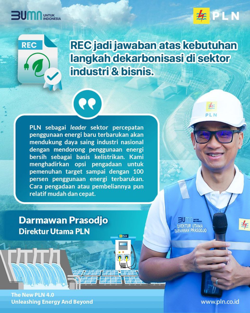 adib_arianto's tweet photo. KALEIDOSKOP PLN 2023:
Kian Diminati, Penggunaan REC PLN Meningkat 75%

Semakin tumbuh pesat, pertumbuhan penggunaan Renewable Energy Certificate (REC) PT PLN (Persero) semakin masif loh. Total penggunaan REC mencapai 3,08 TWh dengan --

#PLN https://t.co/yCEoKRgo3l