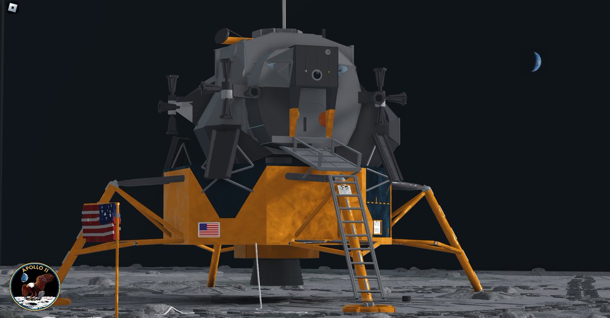 A full recreation of the Apollo 11 site on the moon as it would have been on July 20th, 1969 in Bloxburg.