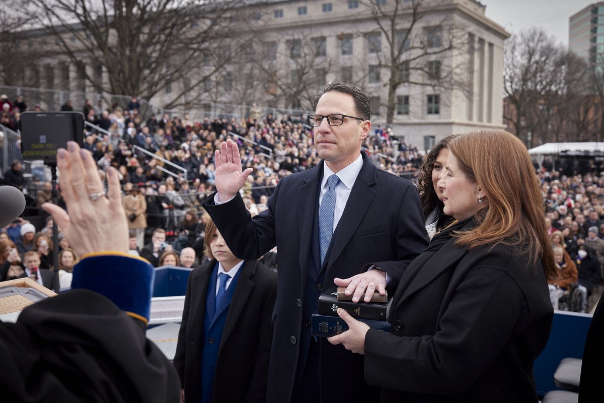 One year ago today, I had the high honor of being sworn in as your Governor — and since then, we've gotten a lot done for Pennsylvanians: We delivered the largest increase in K-12 public education ever, universal free breakfast, and $100m for student mental health resources.