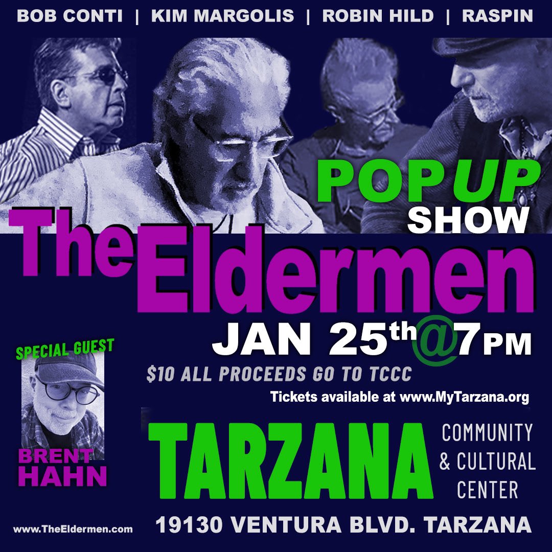 swoopsworld's tweet photo. TCCC is hosting a cool "pop up" show featuring the unique sounds of The Eldermen (Bob Conti, Kim Margolis, Robin Hild and Raspin Stuwart), plus opening act Brent Hahn! This show will be indoors and seating is limited. Reserve your seats now at https://t.co/ziu6N3f8Xn https://t.co/WyK3b5q7eY