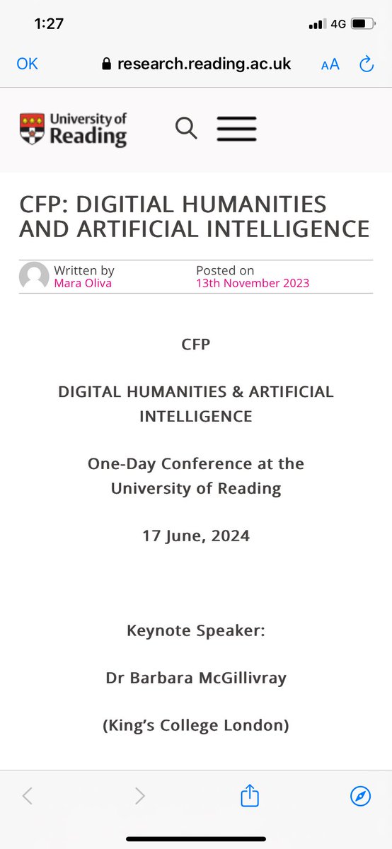 🔊🔊 Próximo evento sobre #humanidadesdigitales 
Más información 👉🏼 research.reading.ac.uk/digitalhumanit…