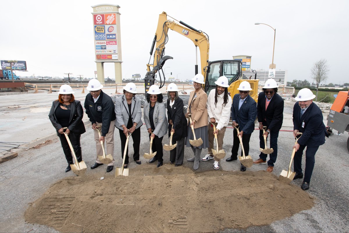 HollyJMitchell's tweet photo. This morning, I joined the City of Compton for the Artesia Bridge Groundbreaking to mark the beginning of long-awaited repairs since the bridge closed in 2020. (1/3) https://t.co/Zg18LDxRjf