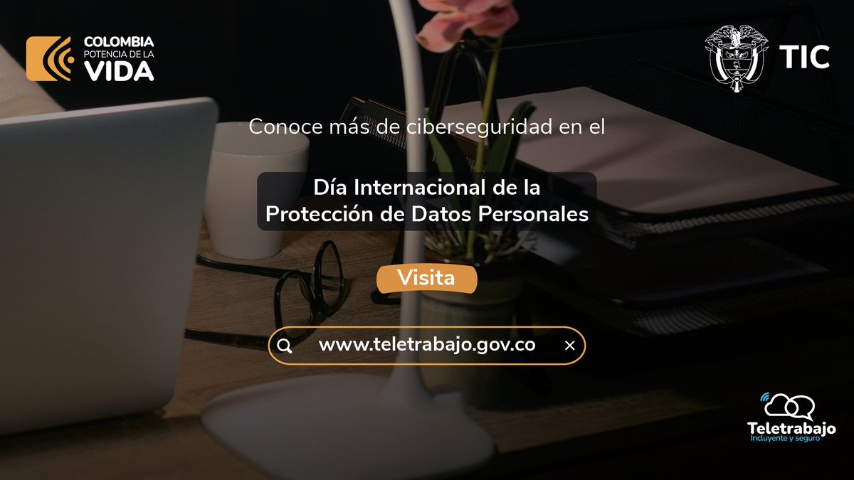 🚨 En el Día Internacional de la #ProtecciónDeDatos, te recordamos que la actividad no autorizada y la presencia de correos sospechosos, podrían indicar el robo de tu información.

Conoce más en ww.teletrabajo.gov.co