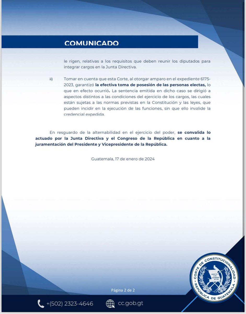 La <a href="/CC_Guatemala/">CC Guatemala</a> ordena repetir la elección de la Junta Directiva del <a href="/CongresoGuate/">Congreso Guatemala</a>.