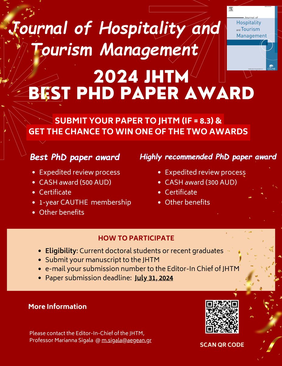 Call for papers for the 2024 JHTM Best PhD Paper Awards cauthe.org/cfp-2024-jhtm-… sponsored and supported by CAUTHE.