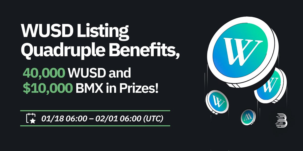 🔥 To celebrate the primary listing of @WSPNpayment, we are launching $WUSD Listing Quadruple Benefits, giving away 40,000 $WUSD and $10,000 $BMX 🔥 👉 Details: support.bitmart.com/hc/en-us/artic…