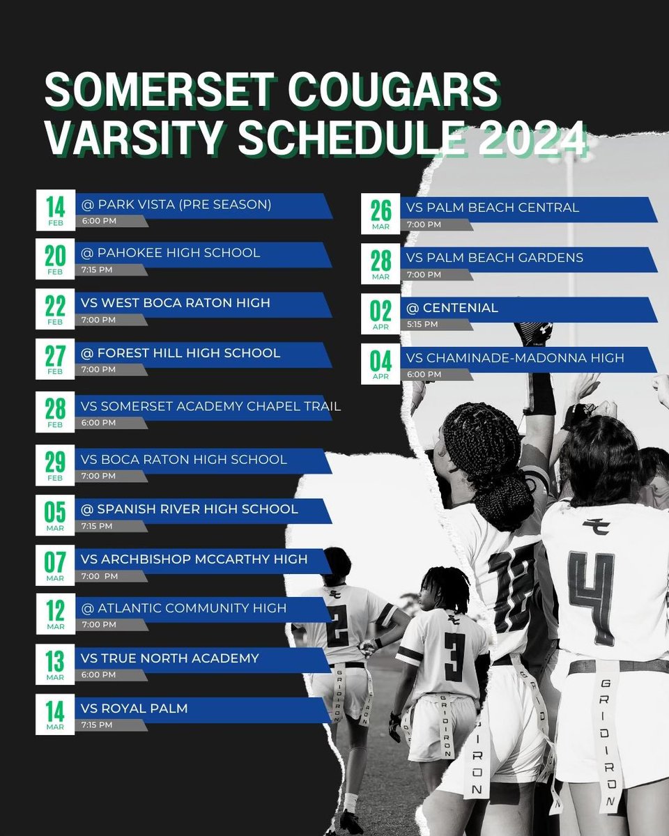 2024 Season Schedule LETS GOOOO! Come out and Support our amazing girls as they look to make a run for states this year 🏈 #weouthere #roadtostates #ladycougars @CoachTinsley_SC @Coach_Sime81 @CoachQuincySC @CougarsFlag