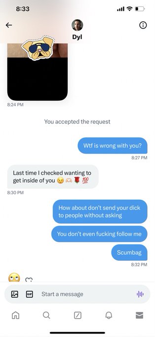 It&rsquo;s 2024. Why are random dudes still sending their dicks as their opening line?   Talkin&rsquo; to you, @Dyl1143966Dyl