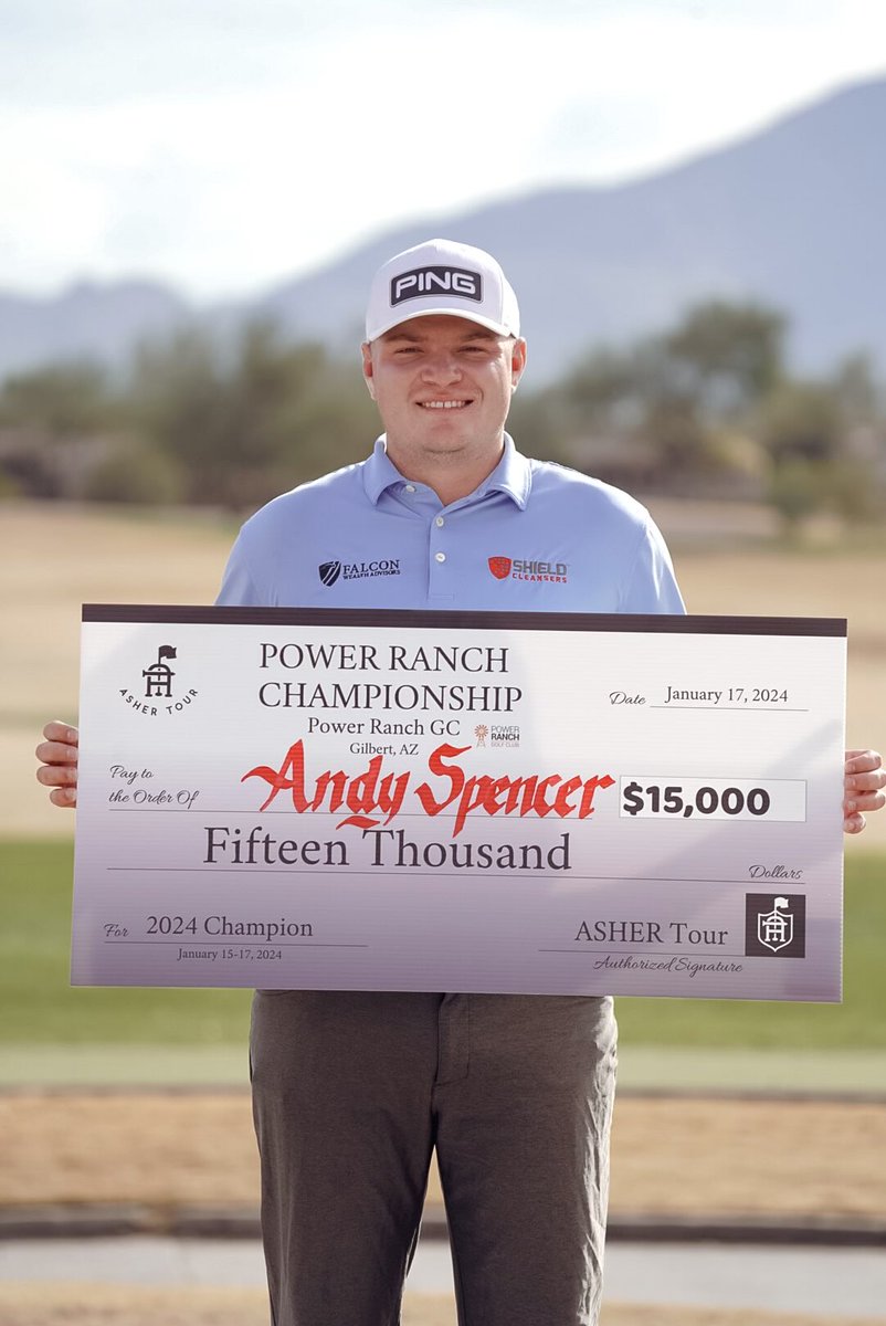 ASHER Tour (@ashertour) on Twitter photo Power Ranch Champion 🏆
64-69-67 ➡️ 200 (-13)
<a href="/KUMensGolf/">Kansas Men's Golf</a> alum <a href="/aspence15/">Andy Spencer</a> earns the W in a playoff over <a href="/CarsonSchaake1/">Carson Schaake</a>
Congrats, Andy!
#RockChalk Power Ranch Champion 🏆
64-69-67 ➡️ 200 (-13)
<a href="/KUMensGolf/">Kansas Men's Golf</a> alum <a href="/aspence15/">Andy Spencer</a> earns the W in a playoff over <a href="/CarsonSchaake1/">Carson Schaake</a>
Congrats, Andy!
#RockChalk