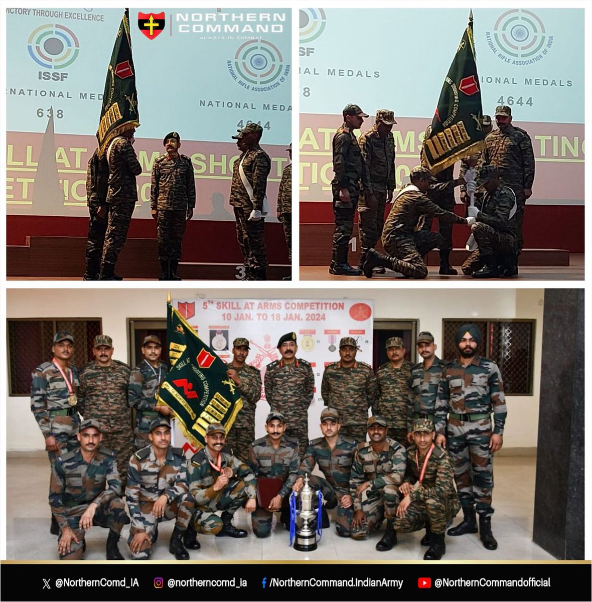 NorthernComd_IA's tweet photo. 𝐒𝐊𝐈𝐋𝐋-𝐀𝐓-𝐀𝐑𝐌𝐒 𝐂𝐎𝐌𝐏𝐄𝐓𝐈𝐓𝐈𝐎𝐍

#DhruvaCommand congratulates #RedEagle Division of #StrikeOne for emerging First 🥇in the #IndianArmy Inter Division Skill-At-Arms competition conducted by The Infantry School at #Mhow, in which a total of 36 teams participated.

Displaying the true hallmark of marksmanship, the Division demonstrated true grit and determination.

@adgpi
@IndiaSports